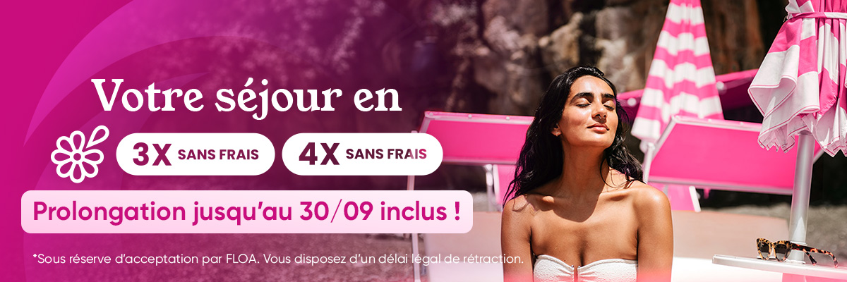 Paiement en 3 ou 4 fois sans frais offert jusqu'au 30 septembre 2026