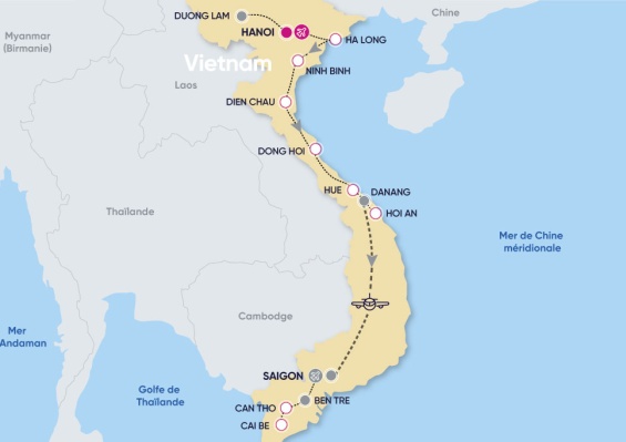 Circuit Découverte du Nord au Sud Vietnam & croisière prestige sur le Bassac Mekong 4/5* Circuit Découverte du Nord au Sud Vietnam & croisière prestige sur le Bassac Mekong 4/5*