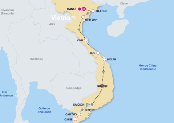 Circuit Incontournables du Nord au Sud & croisière prestige sur le Bassac Mekong 4*/5* Circuit Incontournables du Nord au Sud & croisière prestige sur le Bassac Mekong 4*/5*