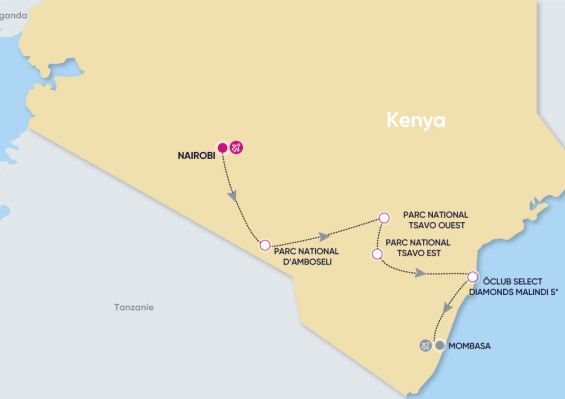 Circuit entre savane et Océan Indien : Amboseli, Tsavo et Malindi en 7 nuits Circuit entre savane et Océan Indien : Amboseli, Tsavo et Malindi en 7 nuits